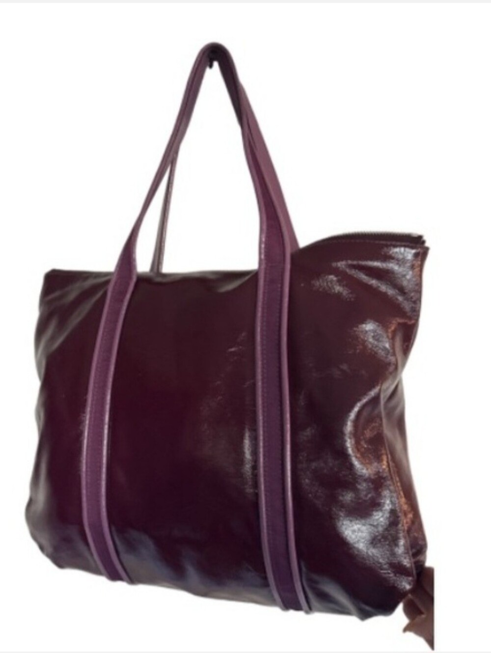 Coach Patent Leather Tote in Plum and Lavender - Picture 4 of 7